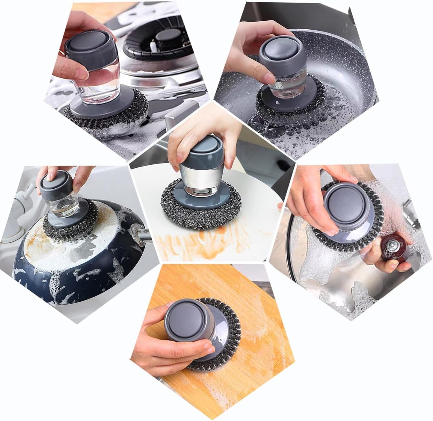 HydroScrub | All-in-One Soap Dispensing Steel Mesh Brush